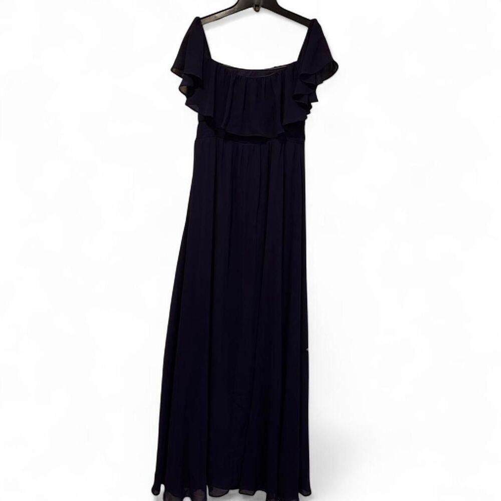 Blue Maxi Formal Dress 8 Ruffle Sleeve Off Shoulder HOCO Eveningwear Wedding - Picture 5 of 7